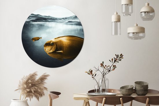 WallCircle - Cercle mural - Cercle mural - Mer - Pêche - Or - Aluminium - Dibond - 140x140 cm - Intérieur et Extérieur