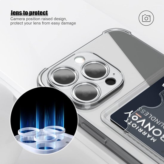 Étui en TPU résistant aux chocs avec porte-cartes Convient pour : Apple iPhone 13 - Grijs - Étui avec porte-carte arrière