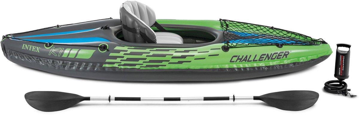 Intex Challenger K1 Kayak - 274 x 76 x 33 cm - Inclusief peddel en pomp - Intex