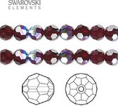 Swarovski Elements, 24 stuks Swarovski ronde kralen, 6mm, garnet AB (5000)