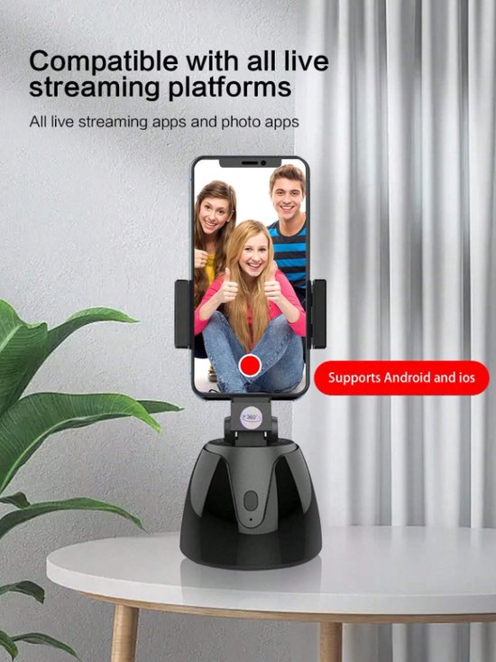 Suivi du Visage avec Rotation à 360° Support de téléphone de Suivi Automatique du Visage