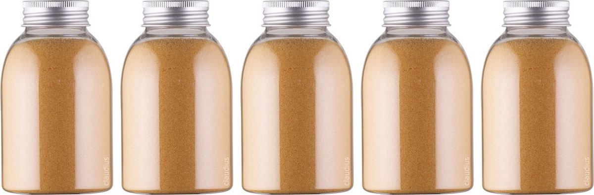 Goedkoopste Scrubzout Appel-Kaneel - 300 gram - fles met aluminium dop - Hydraterende Lichaamsscrub - set van 5 stuks
