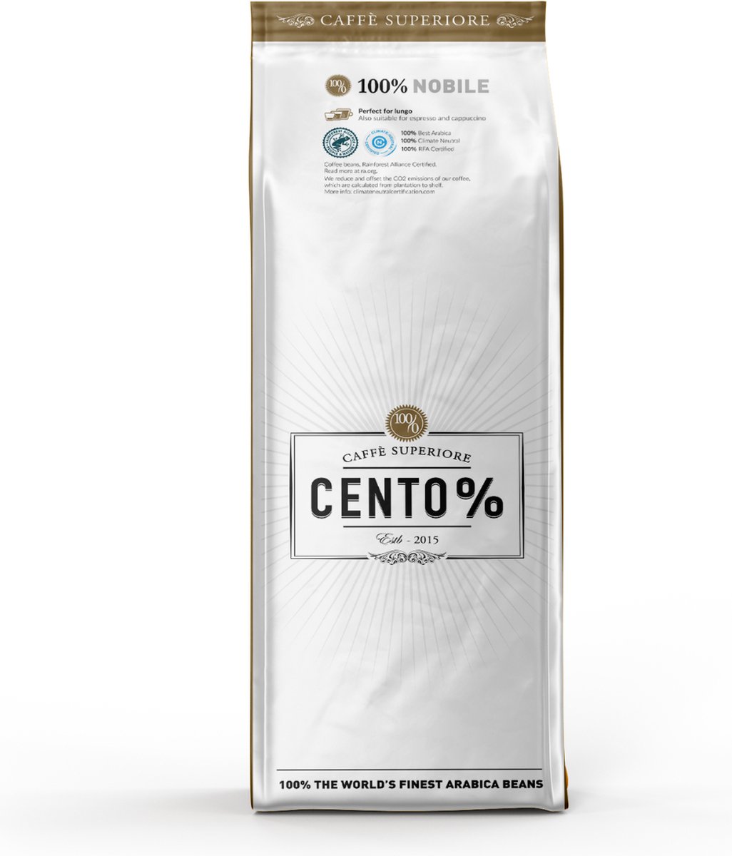 Goedkoopste Cento Nobile - Medium gebrande koffiebonen - 750 gram - Rainforest Alliance - 100 Arabica