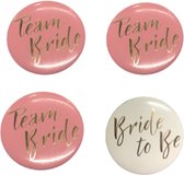 Team bride X Bride to be buttons - Roze / Wit / Goud - Metaal - Set van 4 - Vrijgezellenfeest - bachelor party