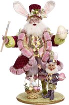 Mark Roberts Paasdecoratie - Kerstman met Elf in Paasoutfit - pasen - pastel - 66cm - Collector's item