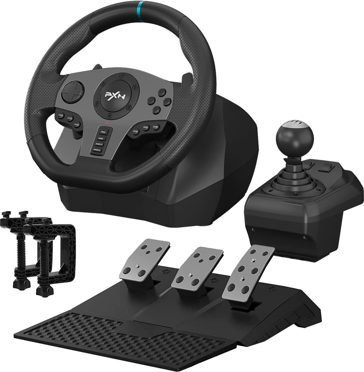 PXN - V9 - Race Stuur - Met Pedalen en Shifter - 270/900°- Game Stuur - Geschikt voor PS4 - Xbox One - PC - Xbox Series X|S - PS3 - Nintendo Switch - Met App - PXN