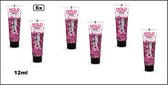 6x Holografische chunky glitter gel Princess pink - Festival thema feest party fun