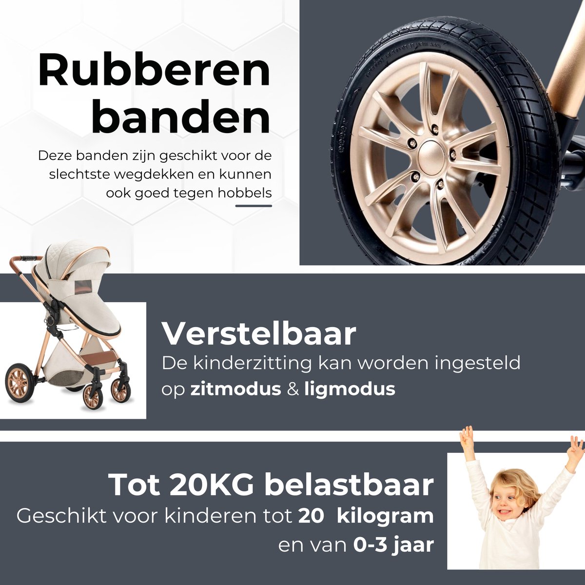 Lunola Nova 3-in-1 Kinderwagen met Autostoel 0-20kg thumbnail 6