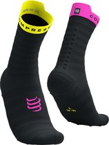 Pro Racing Socks v4.0 Ultralight Run High - Black/Safety Yellow/Neon Pink