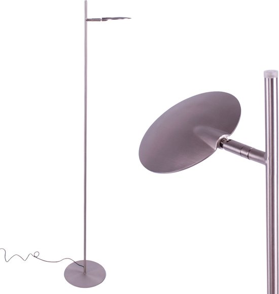 Staande Piana leeslamp | 1 lichts | grijs / staal | metaal | 140 cm | Ø 22 cm voet | vloerlamp | modern design | Freelight | 3 standen dimbaar