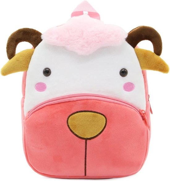 BoefieBoef Schaap Peuter Rugzak/Rugtas | Schattige Dieren Kinder Rugtas 0-5 Jaar - Baby Backpack voor Peuterspeelzaal / Opvang - Ideaal voor Peuters & Kleuters - Bok Roze Wit