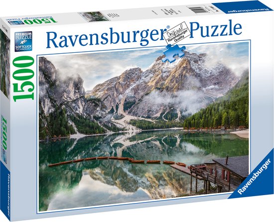 Foto: Ravensburger puzzel italian landscapes lake braies legpuzzel 1500 stukjes