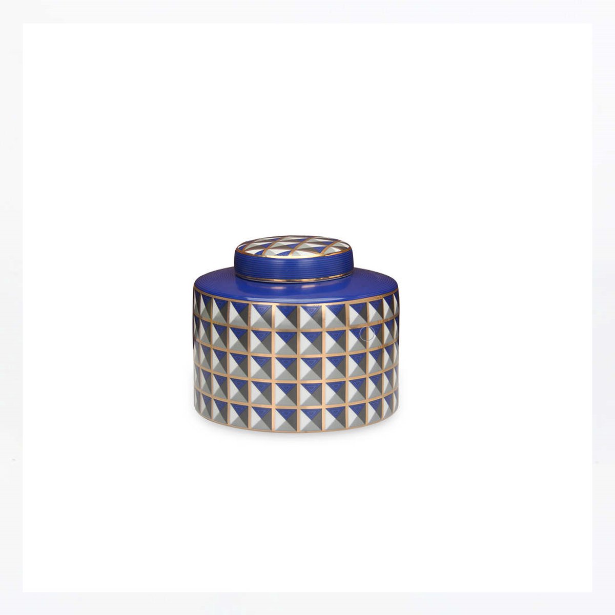 San Naila-Girih-Gemberpot-Vazen-Decoratieve Jar-Deksel-Geometrisch motief-Blauw-Wit-Goud-Zwart-Porselein