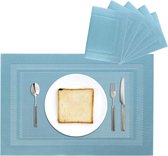 Amerikaanse placemats wasbaar 6-pack groene elegante placemats ontbijtbord hittebestendig PVC keuken eetkamer (blauw)