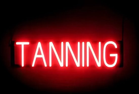 TANNING - Lichtreclame Neon LED bord verlicht | SpellBrite | x cm | 6 Dimstanden - 8 Lichtanimaties | Reclamebord neon verlichting