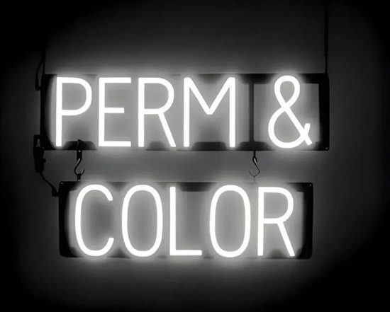 PERM & COLOR - Lichtreclame Neon LED bord verlicht | SpellBrite | 59 x 38 cm | 6 Dimstanden - 8 Lichtanimaties | Reclamebord neon verlichting