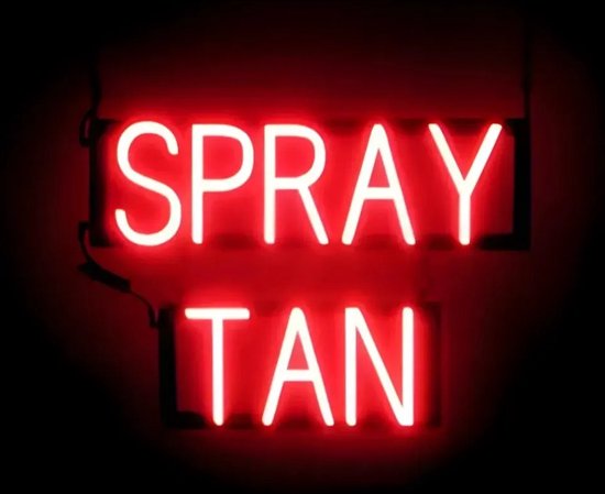 SPRAY TAN - Enseigne lumineuse LED au néon | SortBrite | 54 x 38 cm | 6 modes de gradation - 8 animations lumineuses | Éclairage au néon pour panneaux publicitaires