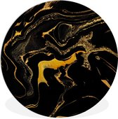 WallCircle - Wandcirkel ⌀ 120 - Patronen - Verf - Goud - Zwart - Ronde schilderijen woonkamer - Wandbord rond - Muurdecoratie cirkel - Kamer decoratie binnen - Wanddecoratie muurcirkel - Woonaccessoires XXL