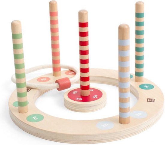 BS Toys Ringwerpen Werpspel - Buitenspeelgoed vanaf 4 jaar - Ring Gooien Speelgoed - Werpspel Kinderen - 5 ringen - Werpspel hout - Buiten speelgoed - Buitenspel - Buiten Spellen - Tuin Speelgoed - Houten speelgoed - Cadeau Kind