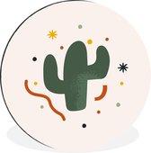 WallCircle - Wandcirkel - Muurcirkel - Cactus - Confetti - Zomer - Aluminium - Dibond - ⌀ 30 cm - Binnen en Buiten