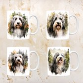 Bearded Collie mokken set van 4, servies voor hondenliefhebbers, hond, thee mok, beker, koffietas, koffie, cadeau, moeder, oma, pasen decoratie, kerst, verjaardag