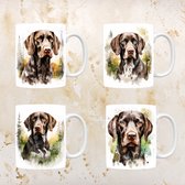 Kortharige Duitse staande hond mokken set van 4, servies voor hondenliefhebbers, hond, thee mok, beker, koffietas, koffie, cadeau, moeder, oma, pasen decoratie, kerst, verjaardag