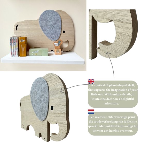 Serra Fé - wandplank kinderkamer - set van 3 wandplanken van 35 cm - hout — afbeelding 5