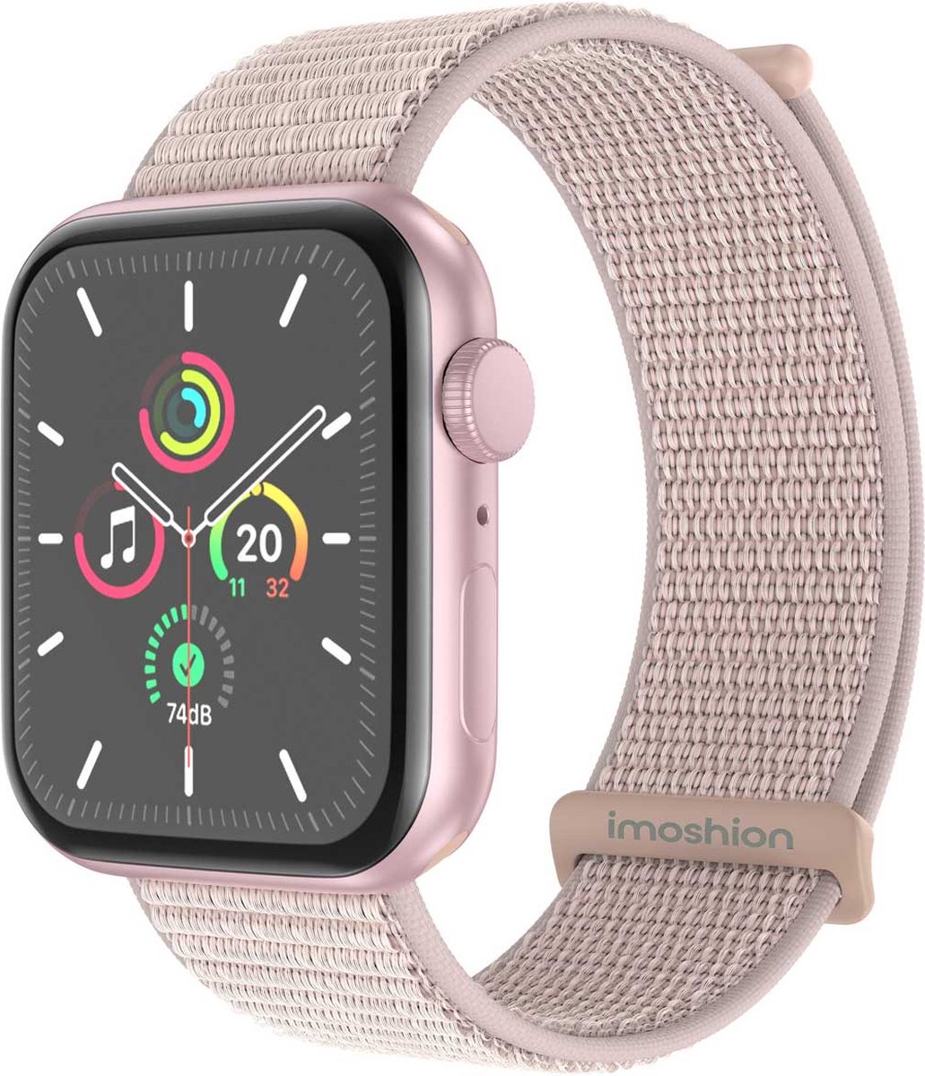 iMoshion Nylon⁺ bandje voor de Apple Watch Series 1 / 2 / 3 / 4 / 5 / 6 / 7 / 8 / 9 / SE / Ultra (2) - 42 / 44 / 45 / 49 mm - Light Pink