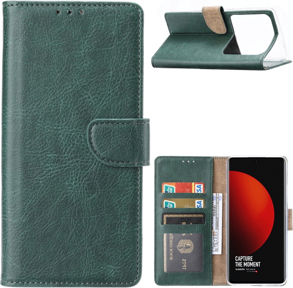 Portemonnee Book Case Hoesje Geschikt voor: Xiaomi Mi 12S Ultra - Groen