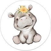 Label2X - Schilderij - Kids Hippo Meisje Dibond -