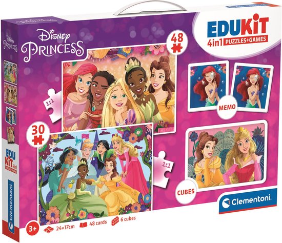 Clementoni - Edukit 4-in-1 - Disney Princess - Puzzel, Memory & Blokken ...