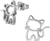 CS Joy - Boucles d'oreilles chat chat - acier chirurgical - 11 x 11,9 mm