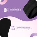 Gedetailleerde afbeelding van de zwarte, ademende zwangerschapsband met zacht materiaal.