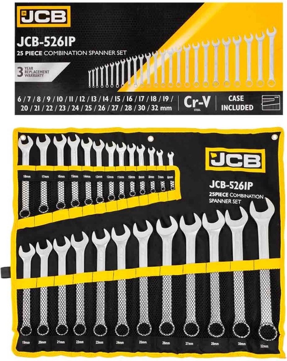 JCB - Steeksleutelset - 25-delig 6-28, 30 en 32 mm