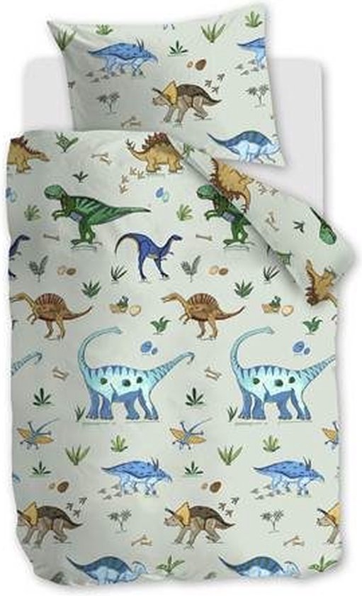 Beddinghouse Kids Happy Dinos dekbedovertrek - Eenpersoons - 120x150 - Groen