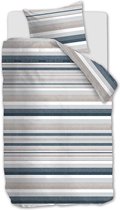 Riviera Maison Sturdy Stripe dekbedovertrek - Eenpersoons - 140x200/220 - Marineblauw