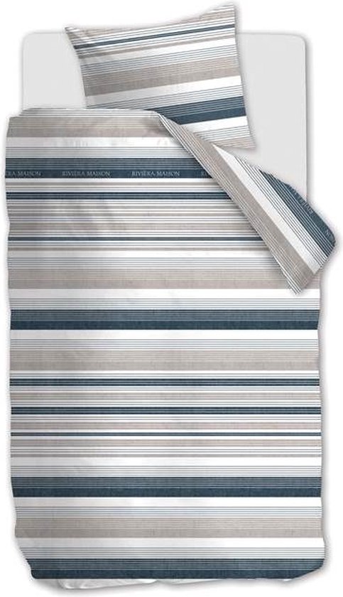 Riviera Maison Sturdy Stripe dekbedovertrek - Marineblauw
