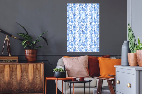 Stickers muraux - Film autocollant - Fleurs - Roses - Blauw - 60x90 cm - Film adhésif - Stickers muraux Chambre d'enfant - Papier peint autocollant - Papier peint autocollant - Film autocollant