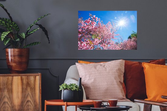 Stickers muraux - Sakura - Fleurs - Rose - 60x40 cm - Feuille adhésive