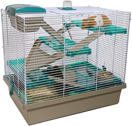 Hamsterkooi - Hamster kooi - Hamster huisje - Hamster bodembedekking - 35,99 x 50,01 x 45,01 cm - Transparant blauwgroen