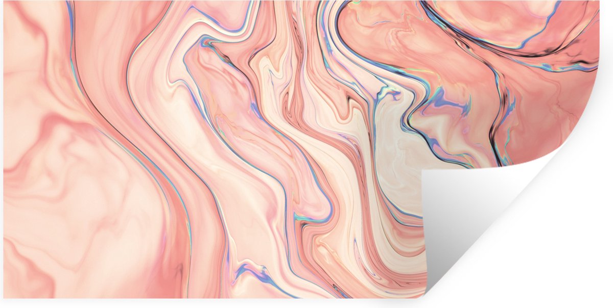 Muurstickers - Sticker Folie - Marmer - Pastel - Roze - Blauw - Marmerlook - Abstract - 16