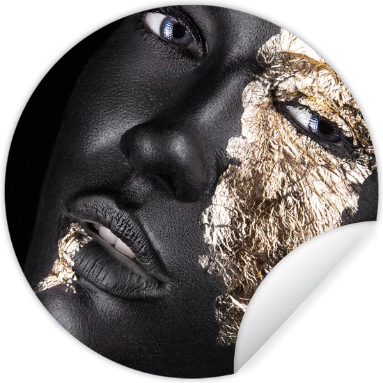 Wallpaper Circle - Femme - Or - Zwart - Peinture - 80x80 cm - Wall Circle - Auto-adhésif - Sticker Papier Peint