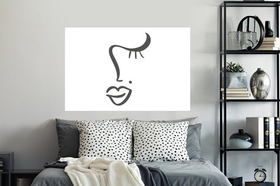 Stickers Stickers muraux - Visage - Abstrait - Zwart - Wit - 120x80 cm - Feuille adhésive