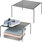 Set van 2 kledingkasten - praktisch kledingkastsysteem - metalen plankensysteem voor slaapkamer, badkamer of keuken - zwart