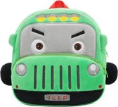 BoefieBoef Jeep Defender Peuter/Kleuter Rugtas - Avontuurlijke Kinder Autorugzak 0-6 Jaar | 100% Eco-Vriendelijke Baby Backpack Voertuigen - Groen