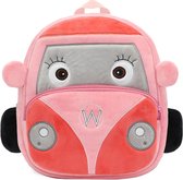 BoefieBoef Minivan Peuter/Kleuter Rugtas - Avontuurlijke Kinder Autorugzak 0-6 Jaar | 100% Eco-Vriendelijke Baby Backpack Voertuigen - Roze Mini Bus