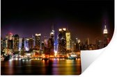 Muursticker New York la nuit - Skyline colorée de New York innacht - 120x80 cm - feuille adhésive adhésive - stickers muraux repositionnables