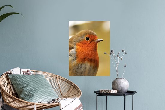 Sticker Muursticker Robin - Gros plan d'un rouge-gorge - 30x40 cm - film adhésif autocollant - sticker mural repositionnable