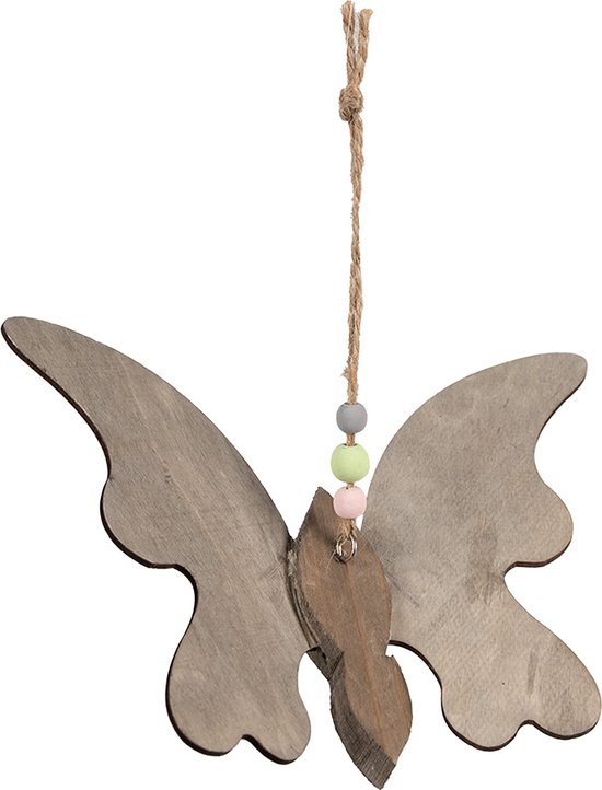 Clayre & Eef Decoratie Hanger Vlinder 21x3x15 cm Bruin Hout