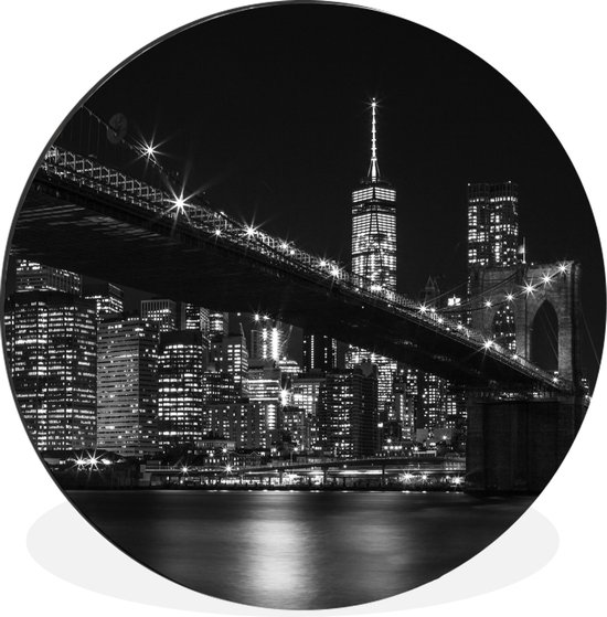 WallCircle - Wandcirkel - Muurcirkel - New York - Brooklyn - Bridge - Aluminium - Dibond - ⌀ 60 cm - Binnen en Buiten